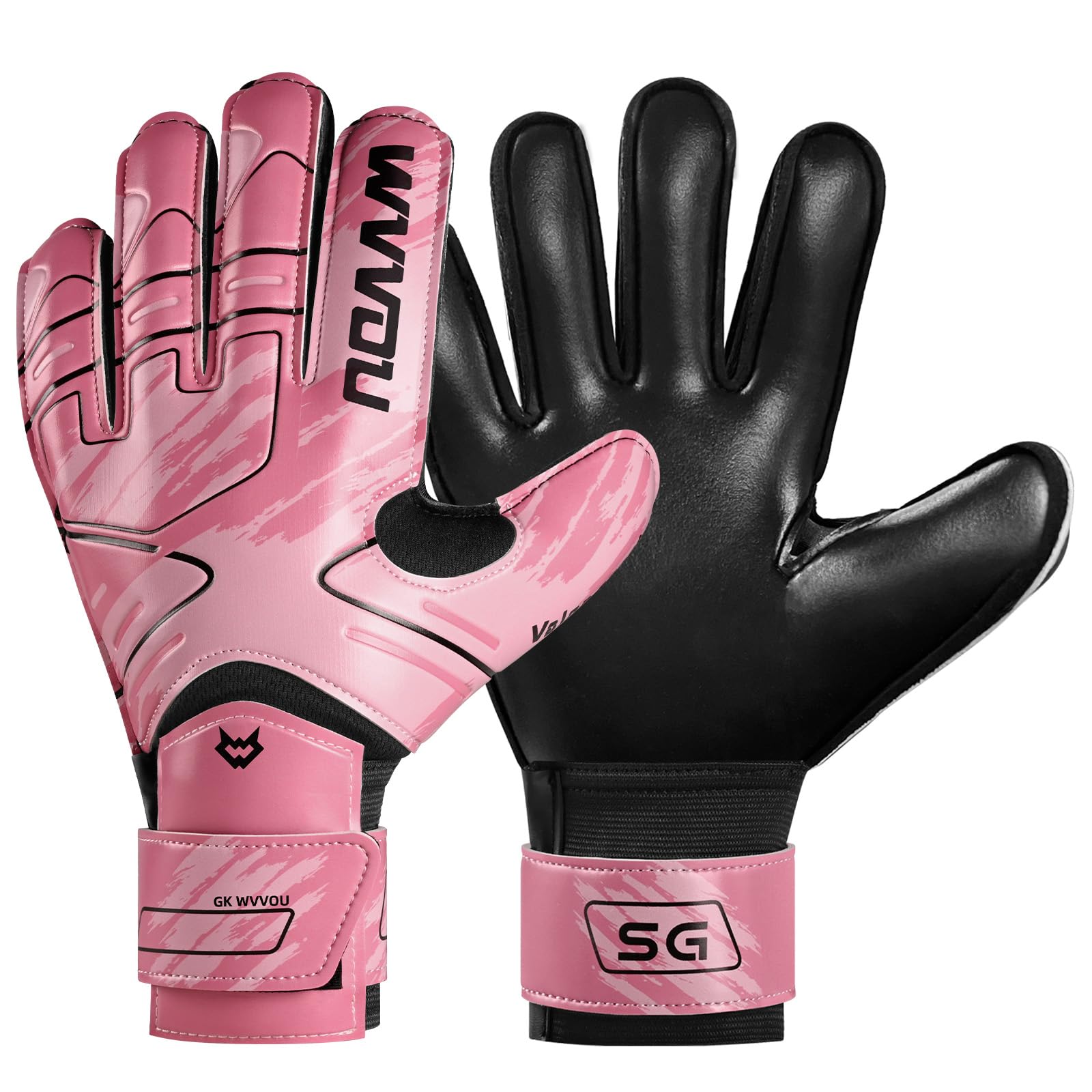 WVVOU Professional Goalkeeper Gloves Suitable for Adults Youth Kids, High Performance Football Goalie Gloves with Finger Protection and 4mm Latex Palm for Training and Matches (Miami, 7)