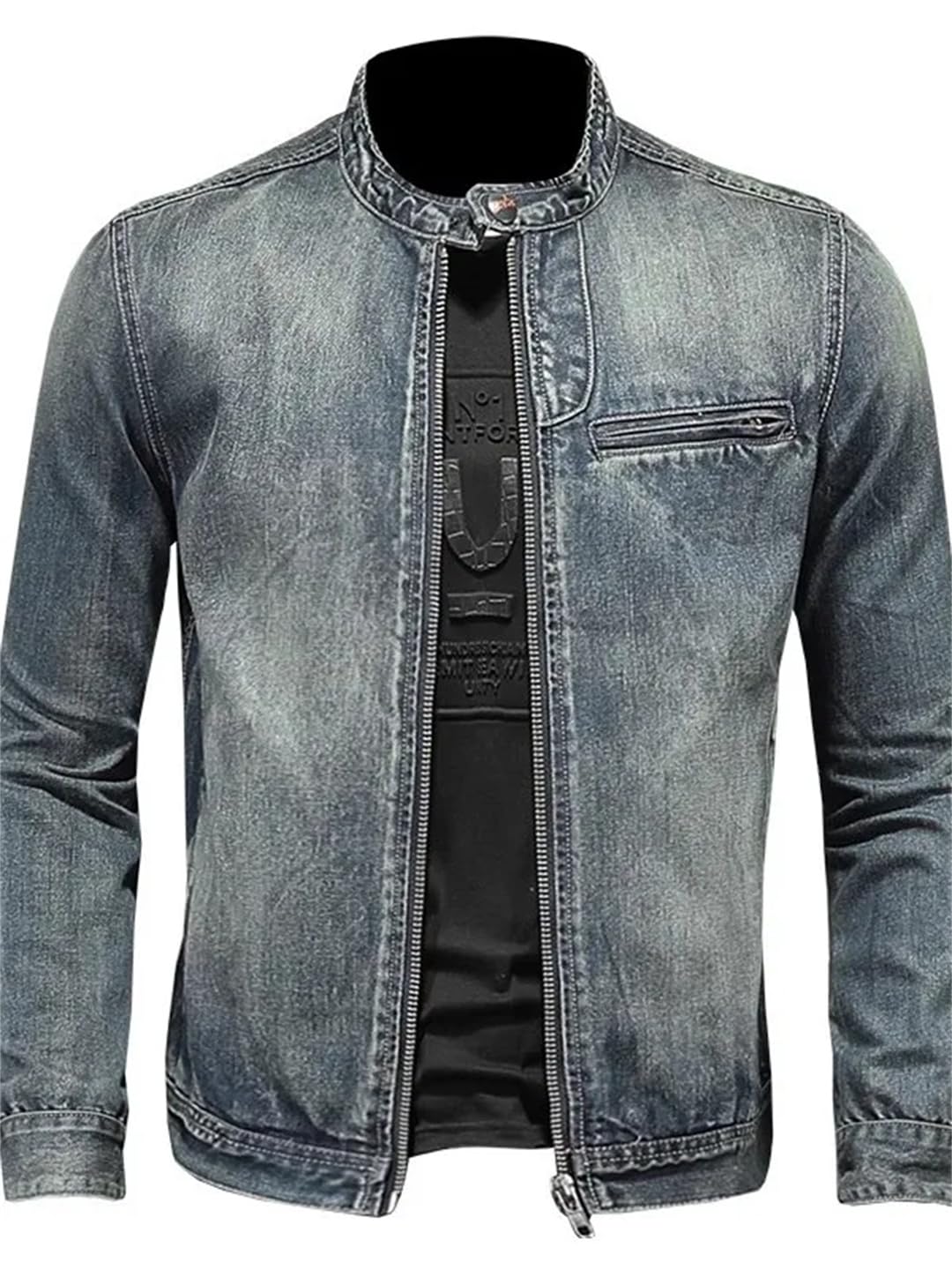 Męskie jednokolorowe kurtki jeansowe motocyklowe slim fit bawełniane płaszcze kowbojskie odzież wierzchnia kurtki dżinsowe