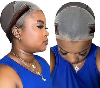 Lace Wig Grip Cap for Glueless Wig 11x5 Large Transparent Lace Reusable Wig Cap, Grip Cap for Lace Frontal Wigs to Keep Wigs in Place, Adjustable Wig Cap with Non Slip Grip Band for Women (Brown)