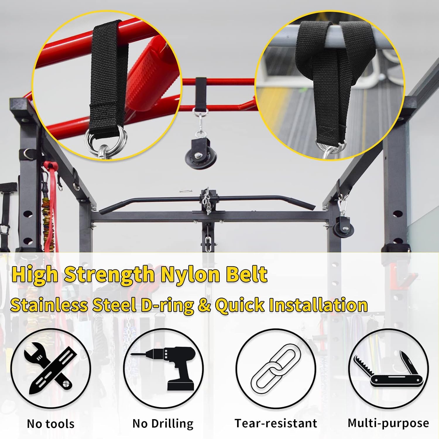 4 PCS Short Straps Tree Swing Straps Hanging Kit, with Carabiners, Heavy Duty Suspension Kits for Gym Fitness Cable Machine Extension, Hanging Pulleys, Rings,Hammock Tree Straps 3 71jvipDsuUL. AC SL1500