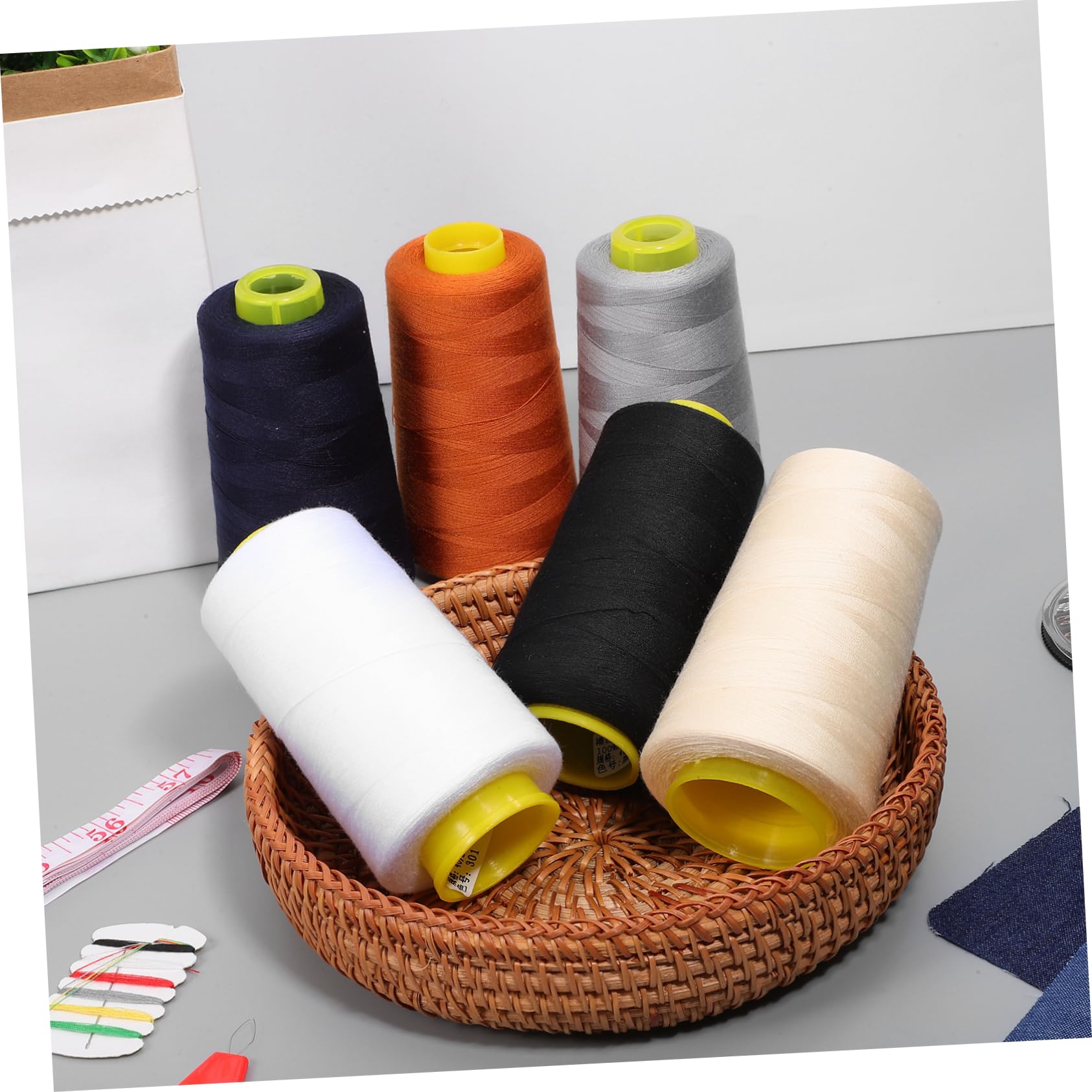 HOMSFOU 3 Series Hilo De Poliéster De Hilo De Yardas Resistente Decoloración Compatible Con Mano Y Máquina 6 Piezas*3