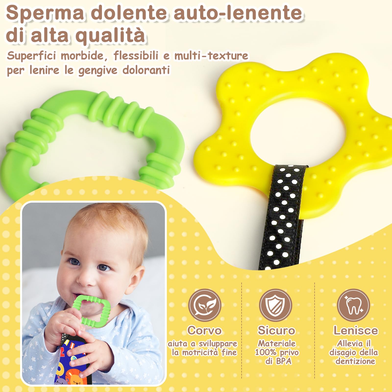 Giochi Montessori Neonato 0 3 6 12 Mesi, Libro Sensoriale con Specchio, Tummy Time Morbidi di attività Giocattoli Educativi Interattivo Regali