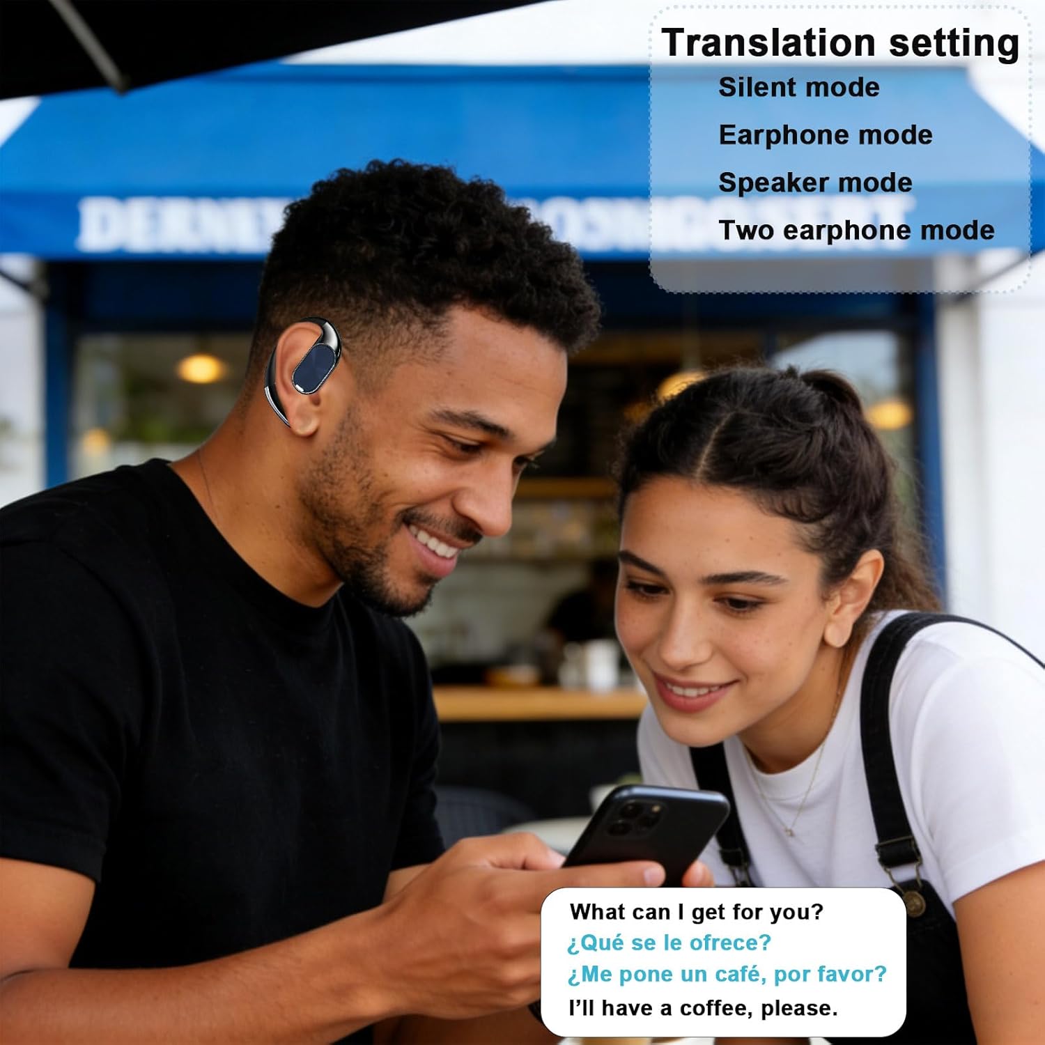 Translation Earbuds Real Time Bluetooth 6.0 Wireless Earbuds 198 Languages No Subscription Required 60H Playtime Open Ear Earbuds Compatible with iOS/Android Device for Travel/Business