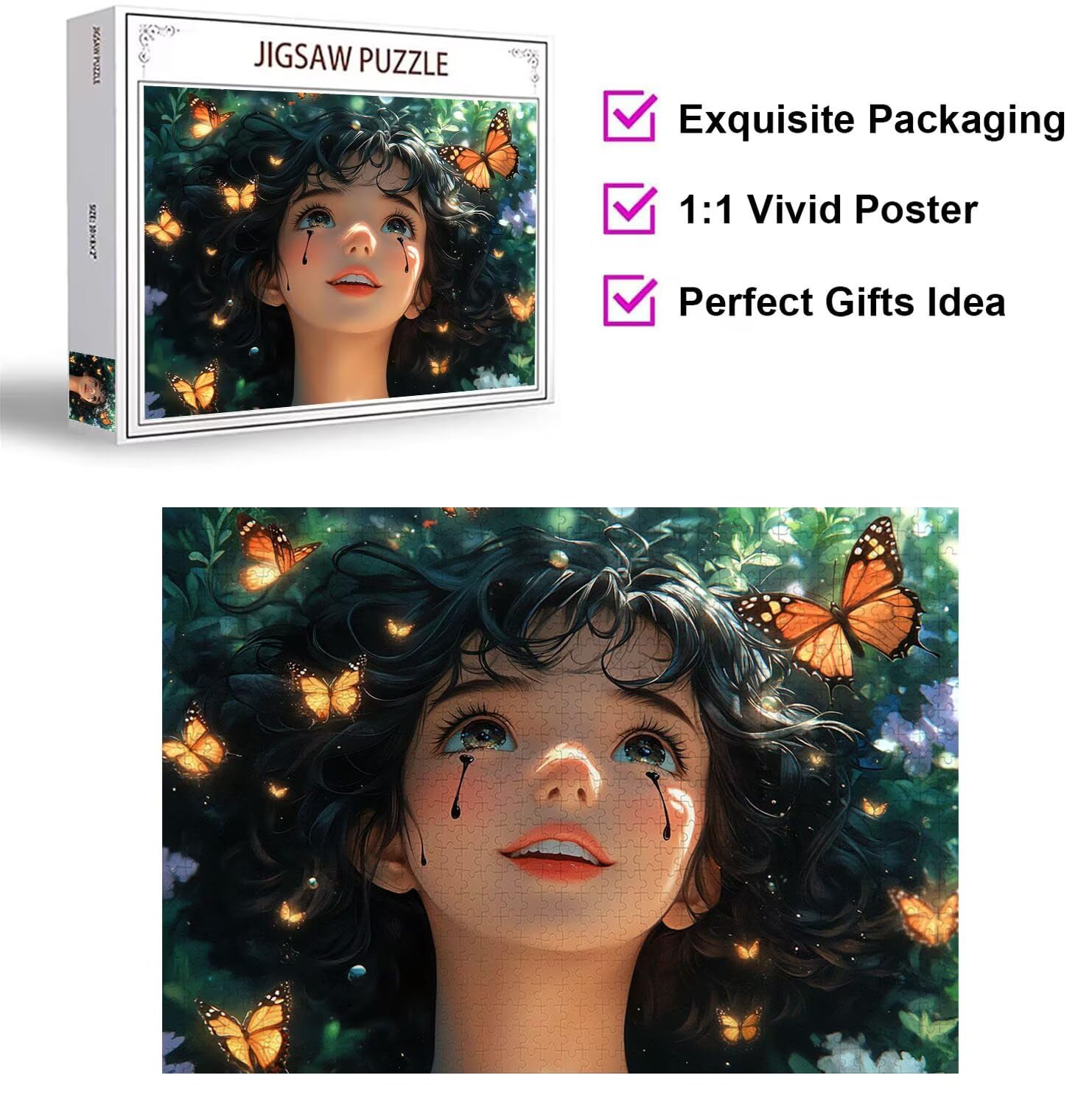 Puzzle 4000 Teile Mädchen Herausforderndes Klassische Puzzles, n-638 | Familienpuzzles, Entspannung Aktivitäten, Schwieriges Kunst Puzzle Schmetterling, Impossible Herausforderndes