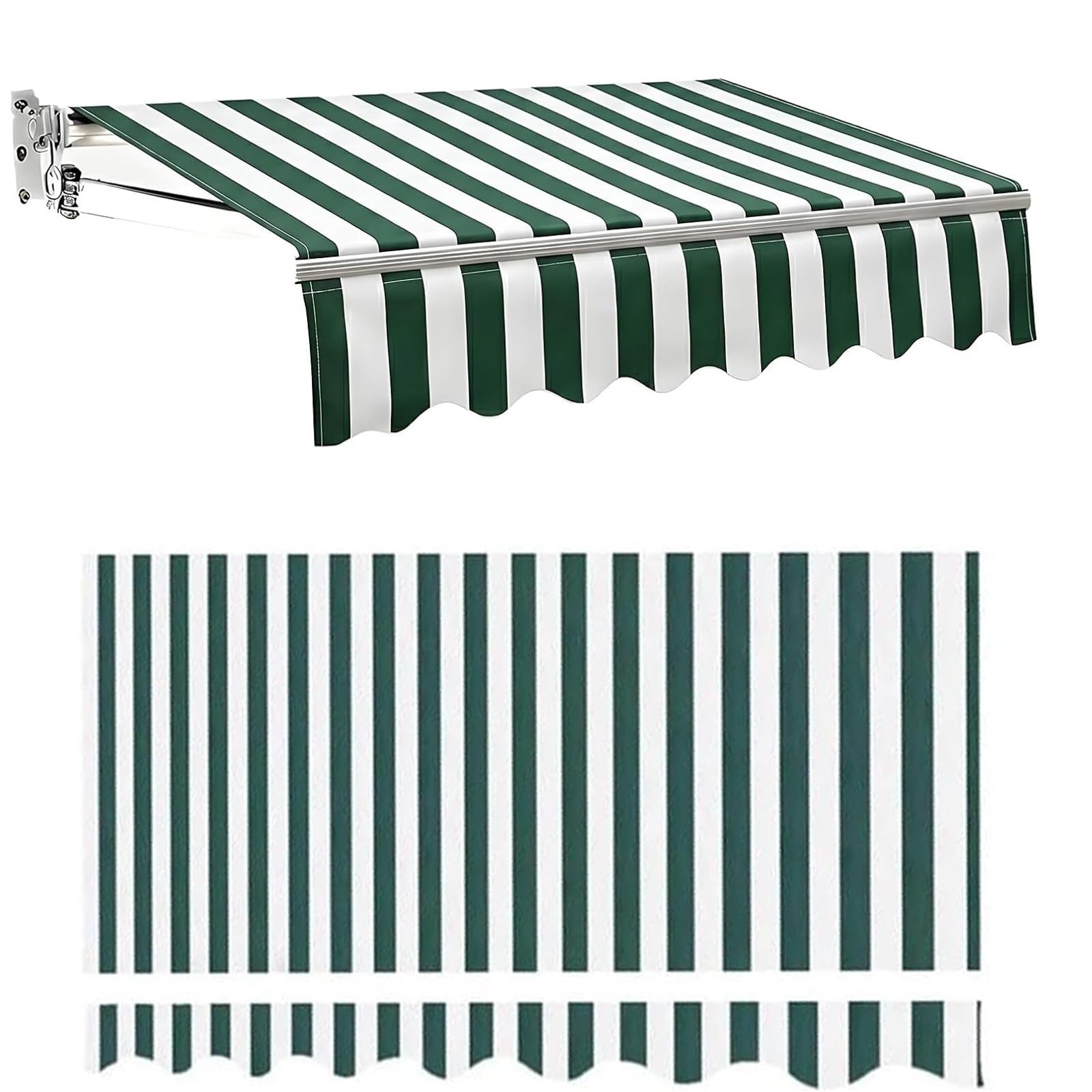 ROFBIHG Replacement Awning Fabric for Retractable Patio Awnings, Outdoor Patio Sunshade Canopy Awning Cover, UV Resistant, Awning Replacement Fabric for Balcony, Porche(Green,4x3m(13x10ft))
