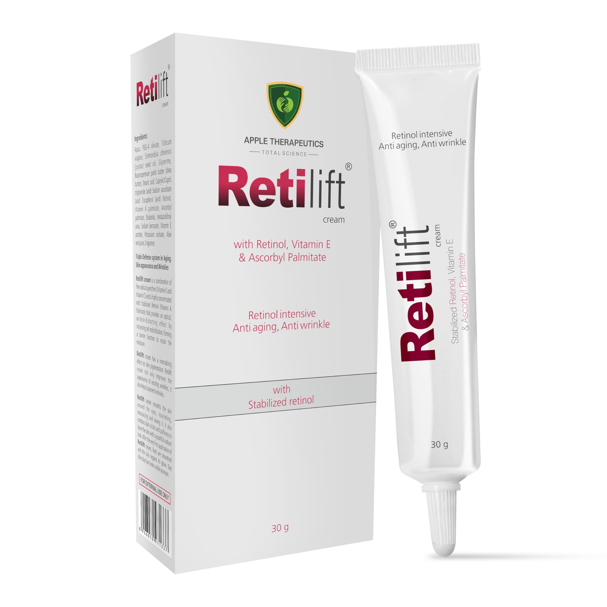 Retilift 0.15% Dermatologist Recommended Stabilized Retinol Anti-Aging Night Cream | ACE Vitamin & Palmitate | Helps Reduce Fine Lines & Wrinkles for Younger Radiant Skin | For Men & Women (30g)