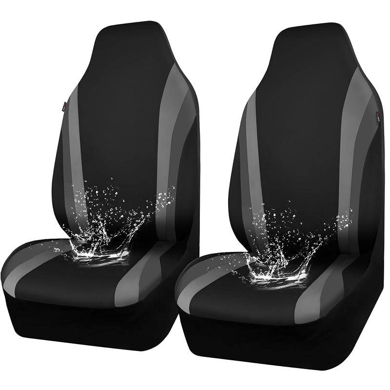 Capas para Banco Dianteiro CAR PASS AquaShield em Neoprene, Encosto Alto, Compatíveis com Airbag, Preto e Cinza, Kit com 2 peças