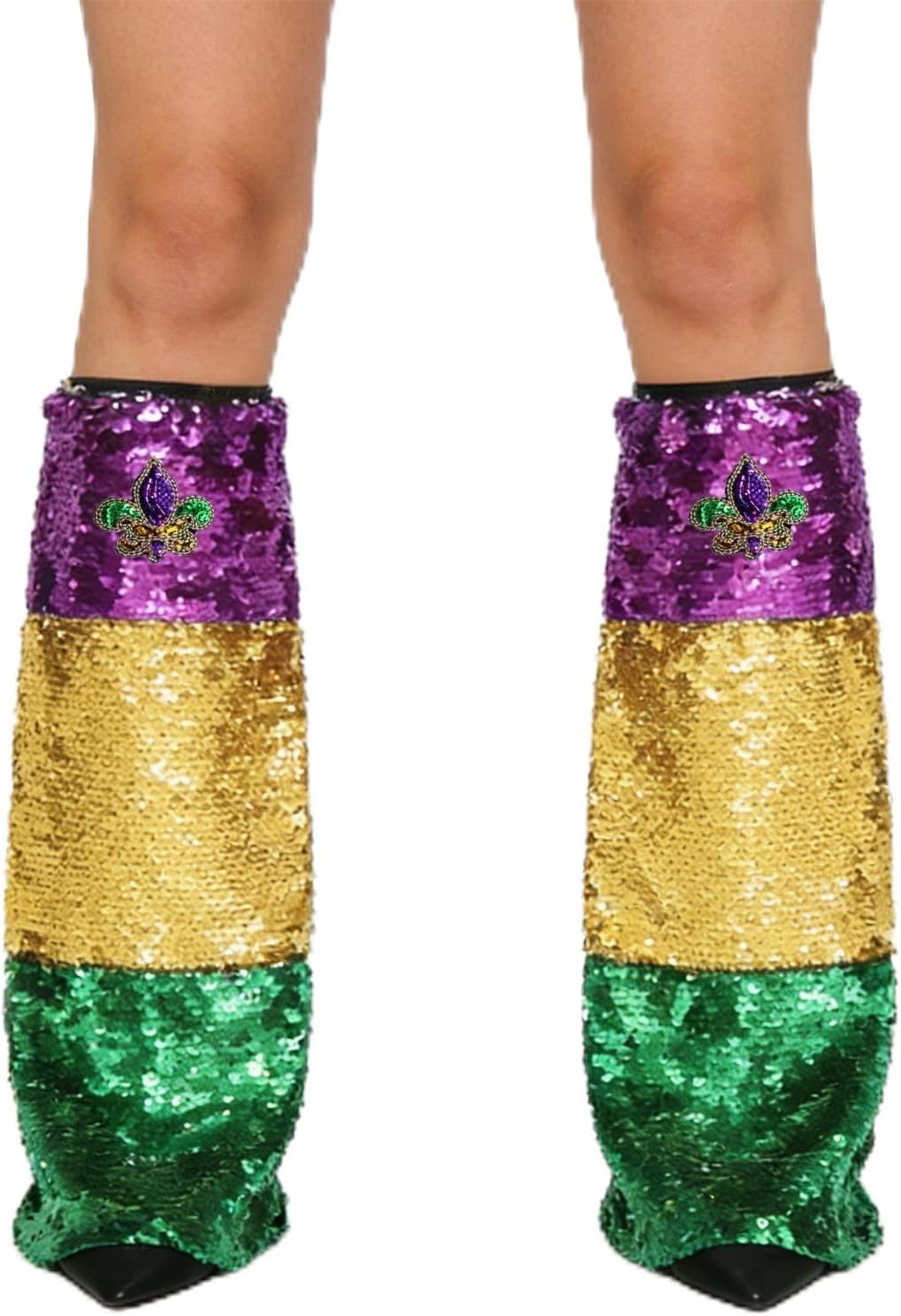 Mardi Gras Leg Warmers for Women Men Mardi Gras Leg Covers for Fleur de Lis Festival Party Costume Accessories
