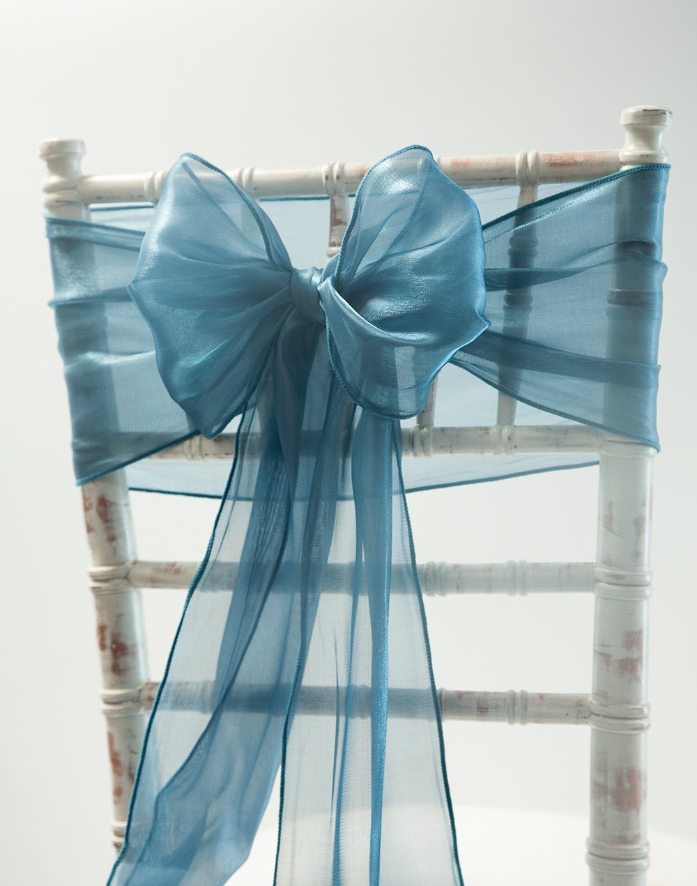 Decor Essentials Blue Silk Organza Chair Sashes Wedding Chair Decor Covers Events (Petrol Sash)