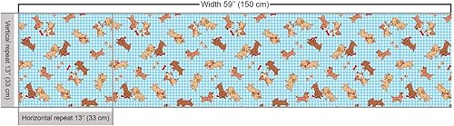 Vista 631 de Ambesonne Tela beige de The Yard, ilustración contemporánea de animales marinos en estilo retro, arte de caballito de mar de cangrejo de pulpo, tela