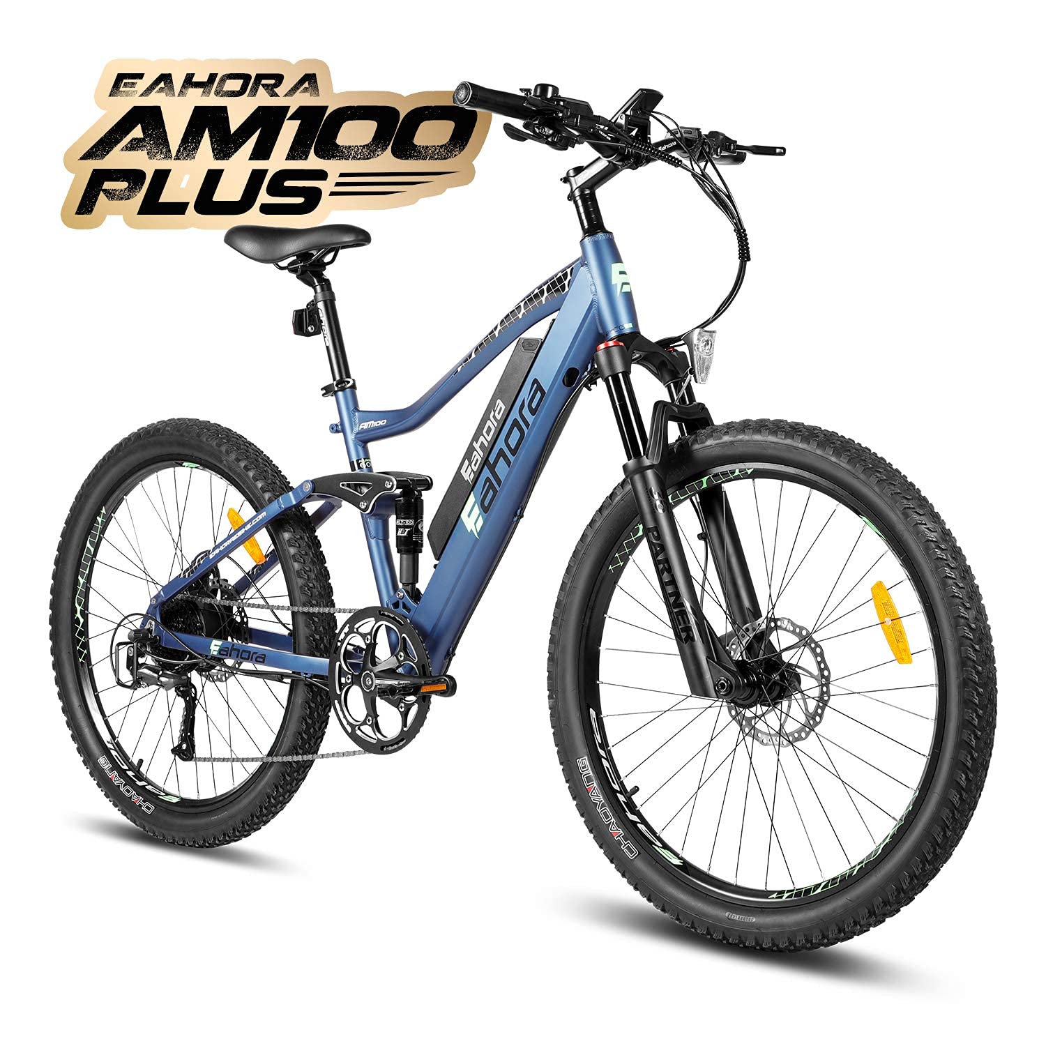 eAhora AM100 Plus 27.5 Inch Electric Mountain Bike 48V 350W Electric Bikes for Adults with Hydraulic Brakes, Air Full Suspension, 48V 14Ah Removable Lithium Battery, 9-Speed Gear, 2.8 Tires Red