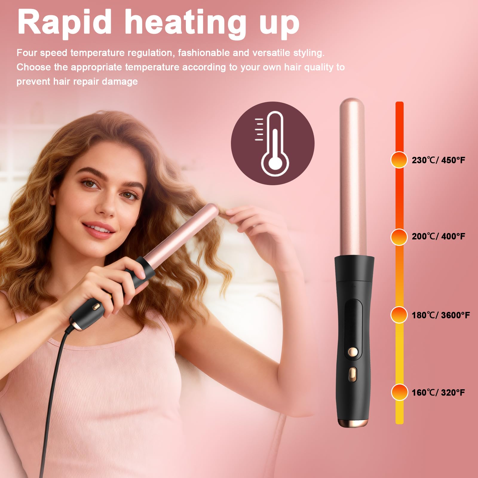 Juego de planchas de ondas (5 en 1, incluye Crimper Waver y 4 barriles de cerámica para crear olas grandes, calentamiento rápido de pelo
