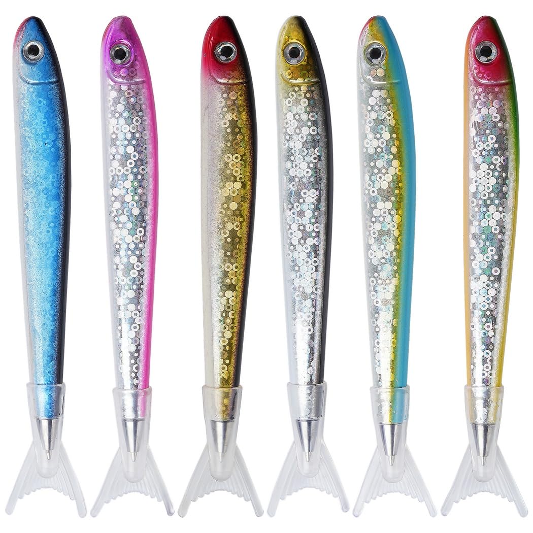 20 Stk. kreative Fischstifte, niedliche glitzernde Kugelschreiber, ideal für Fischdeko Partys, Schule und Büro, bringt Kreativität ins Schreiben, originelles Geschenk für Schüler, Erwachsene, Freunde