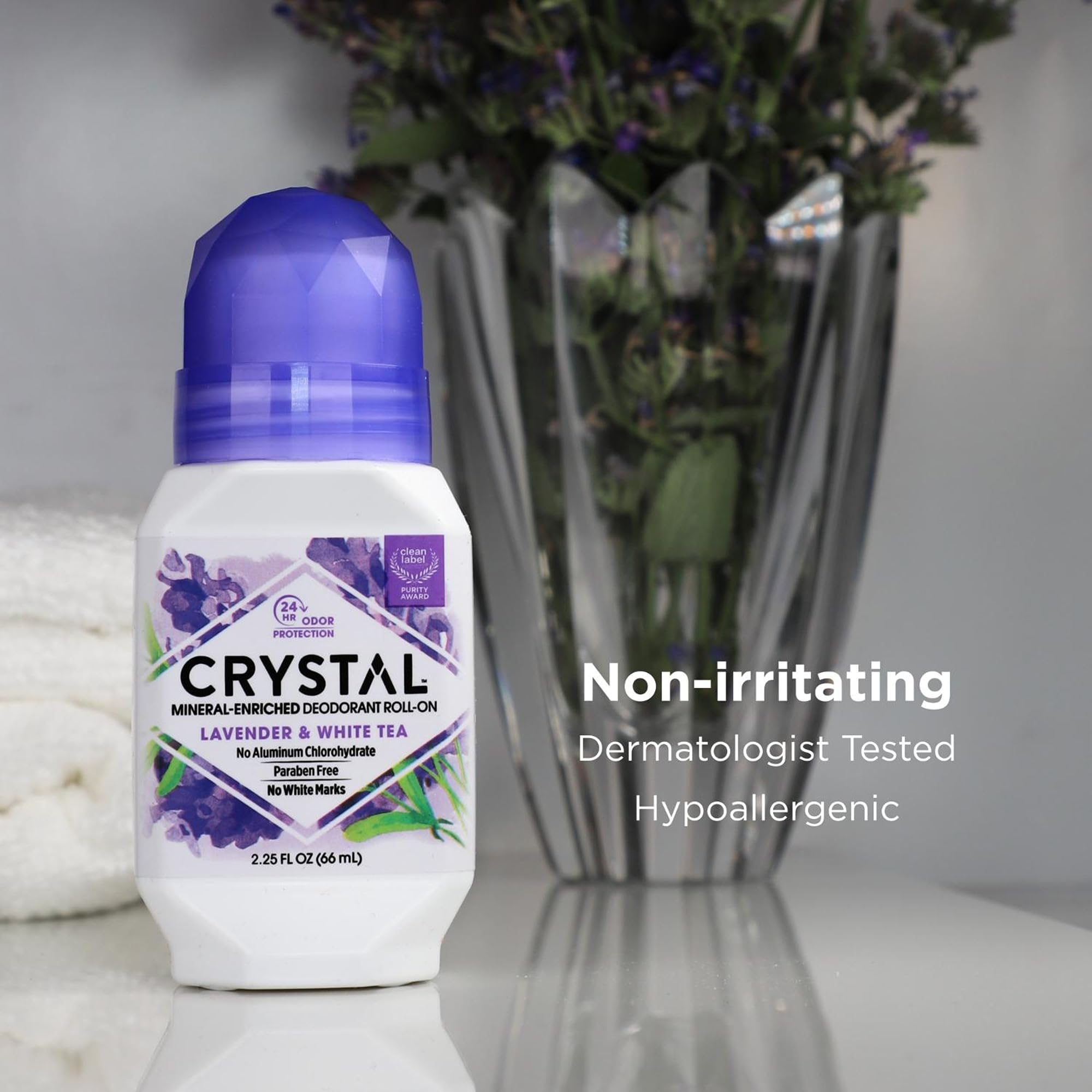 Crystal Deodorant Essenz Roll - On 2.25Oz Lavendel/weißer Tee