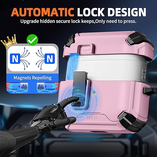 Miniatura 4 de Inesore Funda compatible con AirPods Pro de 21 generación con soporte para teléfono y kit de limpieza, compatible con MagSafe, bloqueo automático