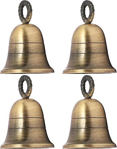 HANDTECHINDIA Campanas de latón indio de 3 pulgadas de altura para decoración de puerta del hogar, manualidades, campanas de Navidad, campanas de