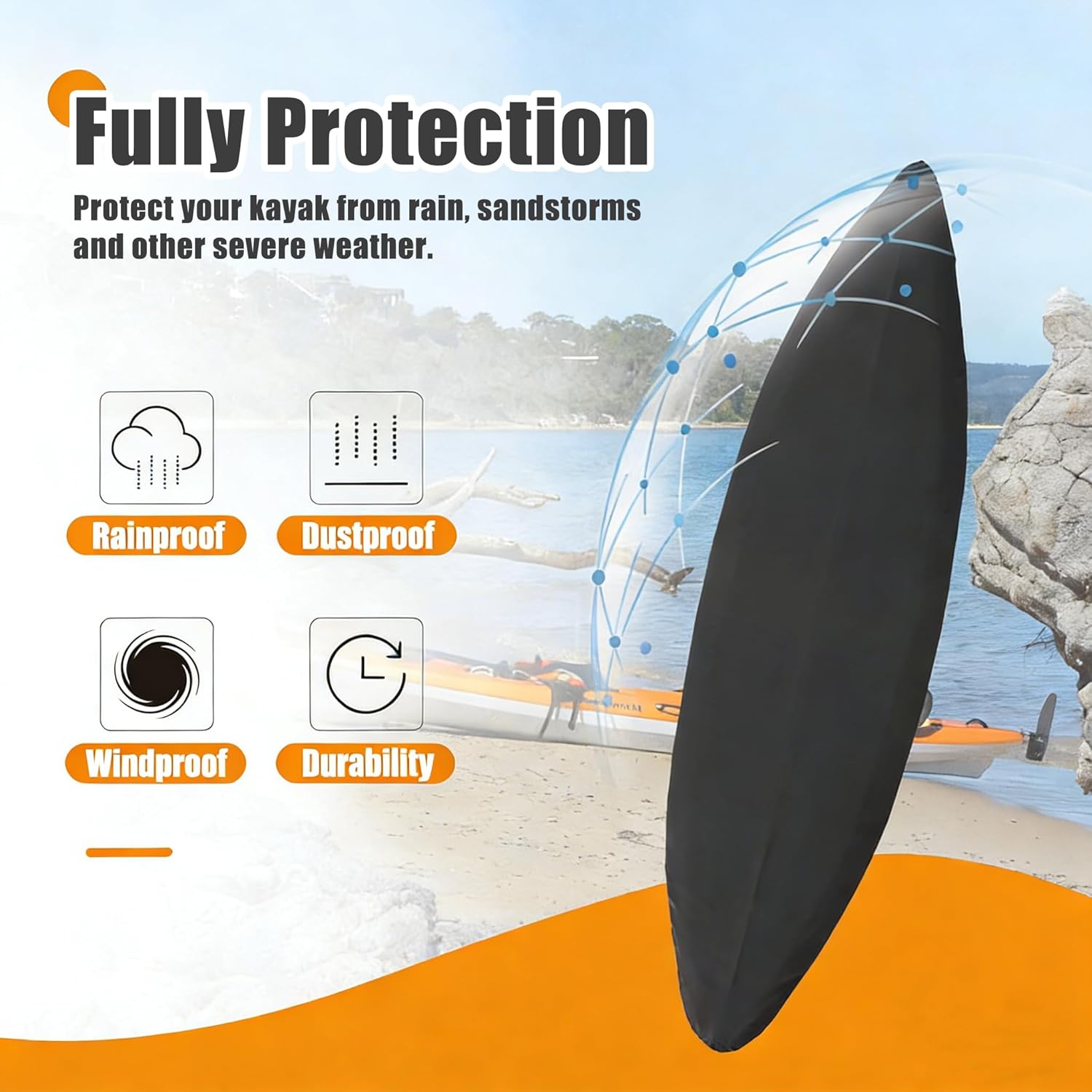 Kayak Cover for Hobie Mirage Outback 2008–2018, Water-Resistant Canoe for Outdoor Storage Heavy Duty Boat Cover Protection Anti-Fading Kayak Accessories,B/Blue