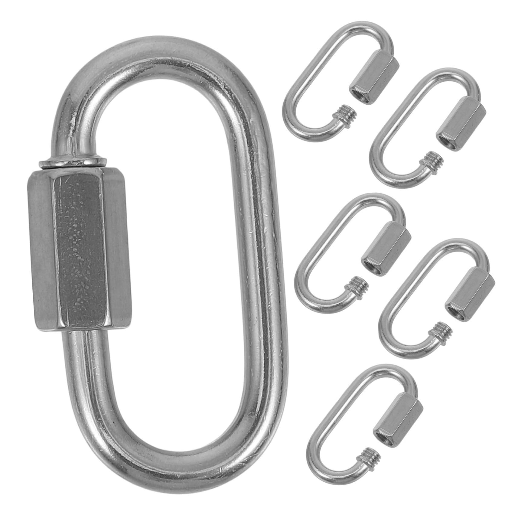 5 Juegos Hebilla De Conexión De Acero Inoxidable. Llavero Mosquetón Conector De Enlace De Cadena Resistente Gancho De Enlace Rápido De Cadena Conector De Cadena Silver 6 Piezas * 5