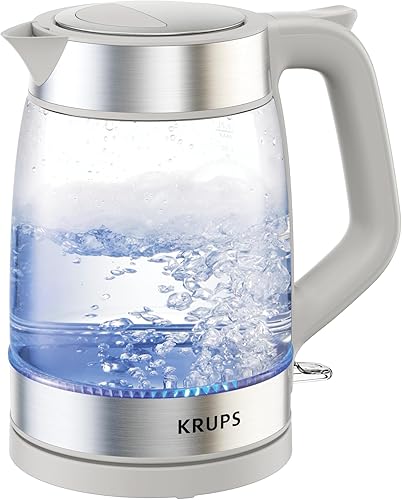 KRUPS Hervidor eléctrico, tetera de 1.8 cuartos (1.7 litros), 1500 W con indicador LED, caldera de agua caliente, apagado automático, ebullición