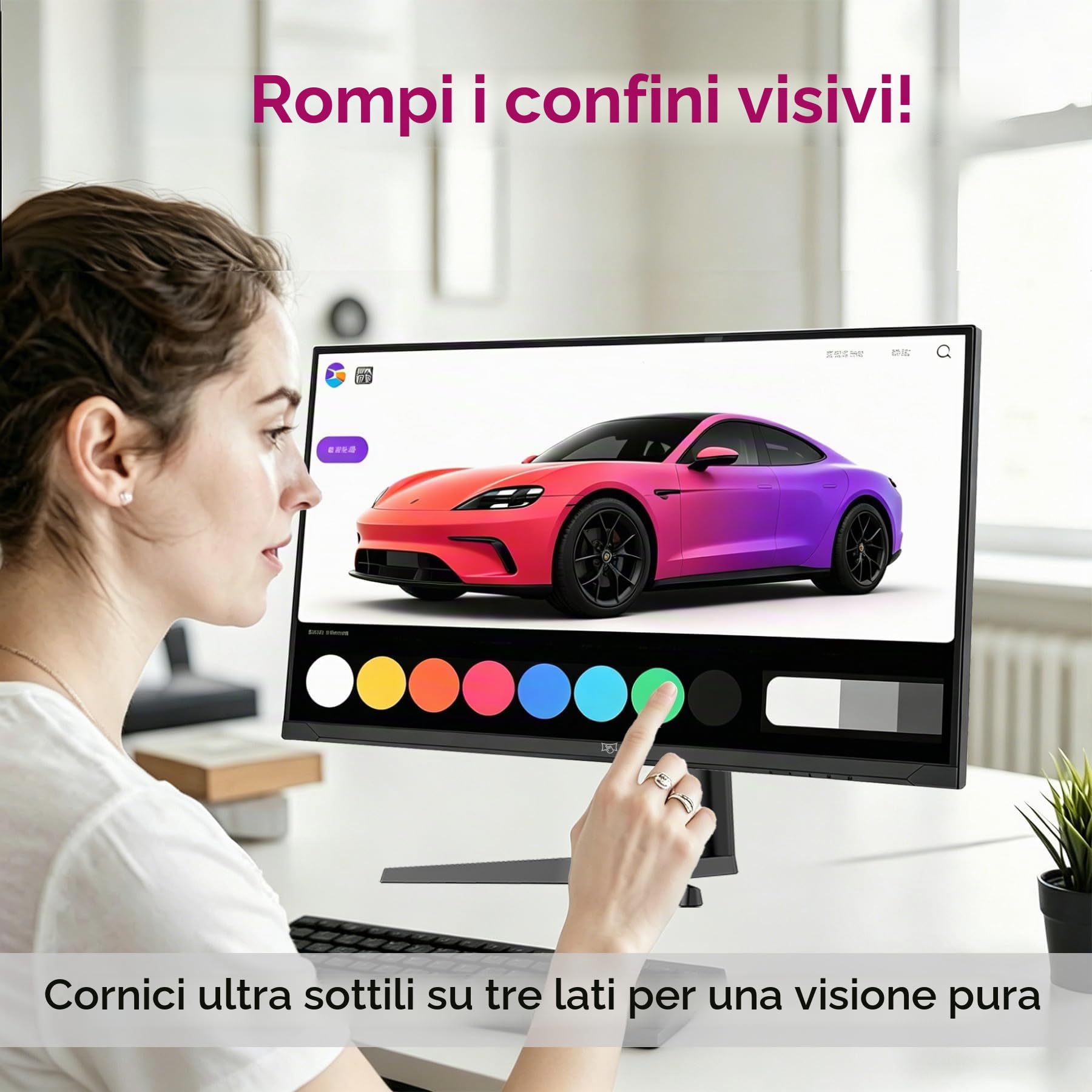 Chengying Monitor Touch Screen | 32 pollici 4K | Touch Monitor con Bordo Ultra Fino | Display Touch On-Cell | 32" Touchscreen | Serie TM001Ultra