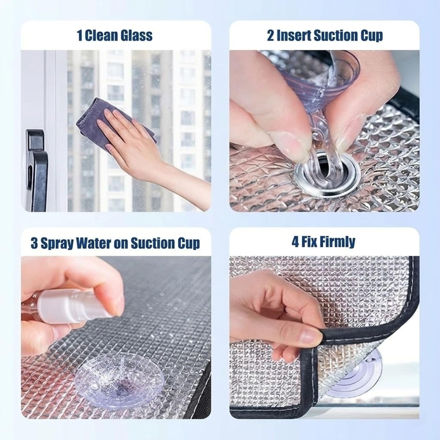 Heat Blocking Window Film, Double Aluminum Foil Reflective Privacy Film for Home and Sunroom, Total Blackout Thermal Insulation Window Cover, Reusable Non Adhesive UV Protection