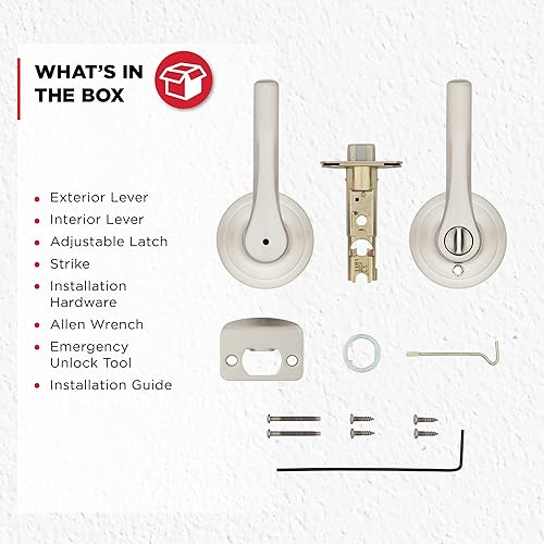 Miniatura 5 de Kwikset Henley - Manija de puerta de privacidad interior con cerradura, manija de puerta para baño y dormitorio, cerradura reversible de níquel