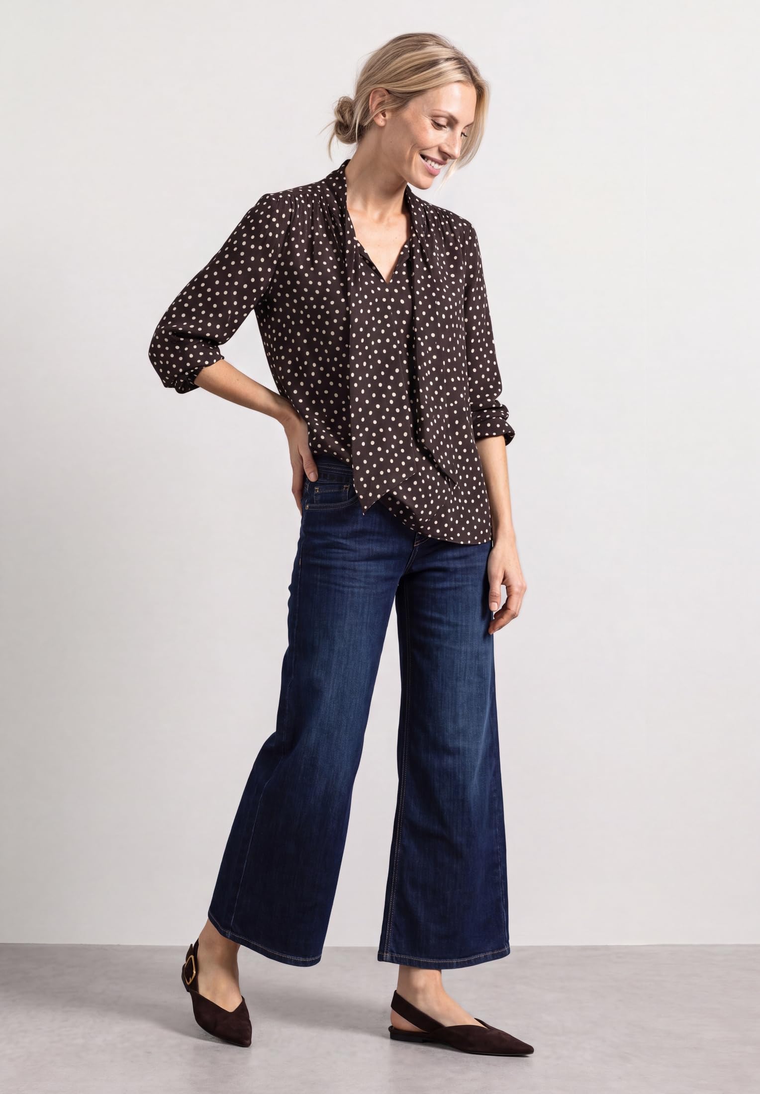 Street One 3413592 Camicetta a Maniche Lunghe con Dettaglio a Fiocco Donna