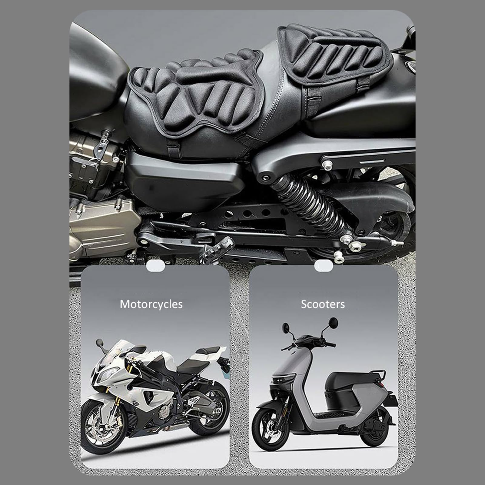 HUIOP Coussin De Siège De Moto De Refroidissement Arrière Universel, Housse De Siège 3D Antidérapante Pour Motos Et Scooters
