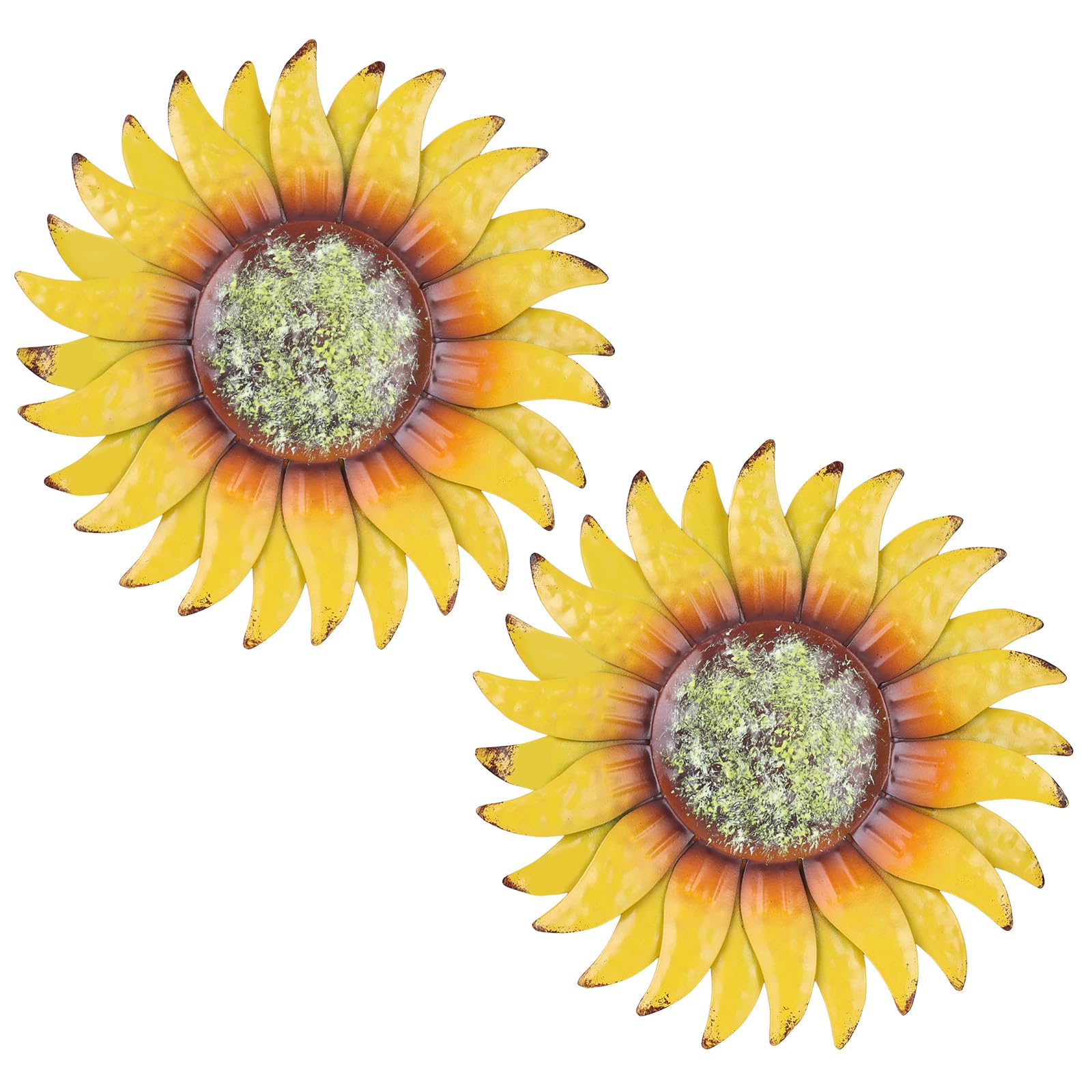 hogardeck Metal Sunflower Wall Decor - 2 Pcs 6'' Metal Flower Wall Art Outdoor Backyard Decorations Sunflower Kitchen Bathroom Decor Hanging for Indoor, Outdoor, Living Room, Bedroom-image-40