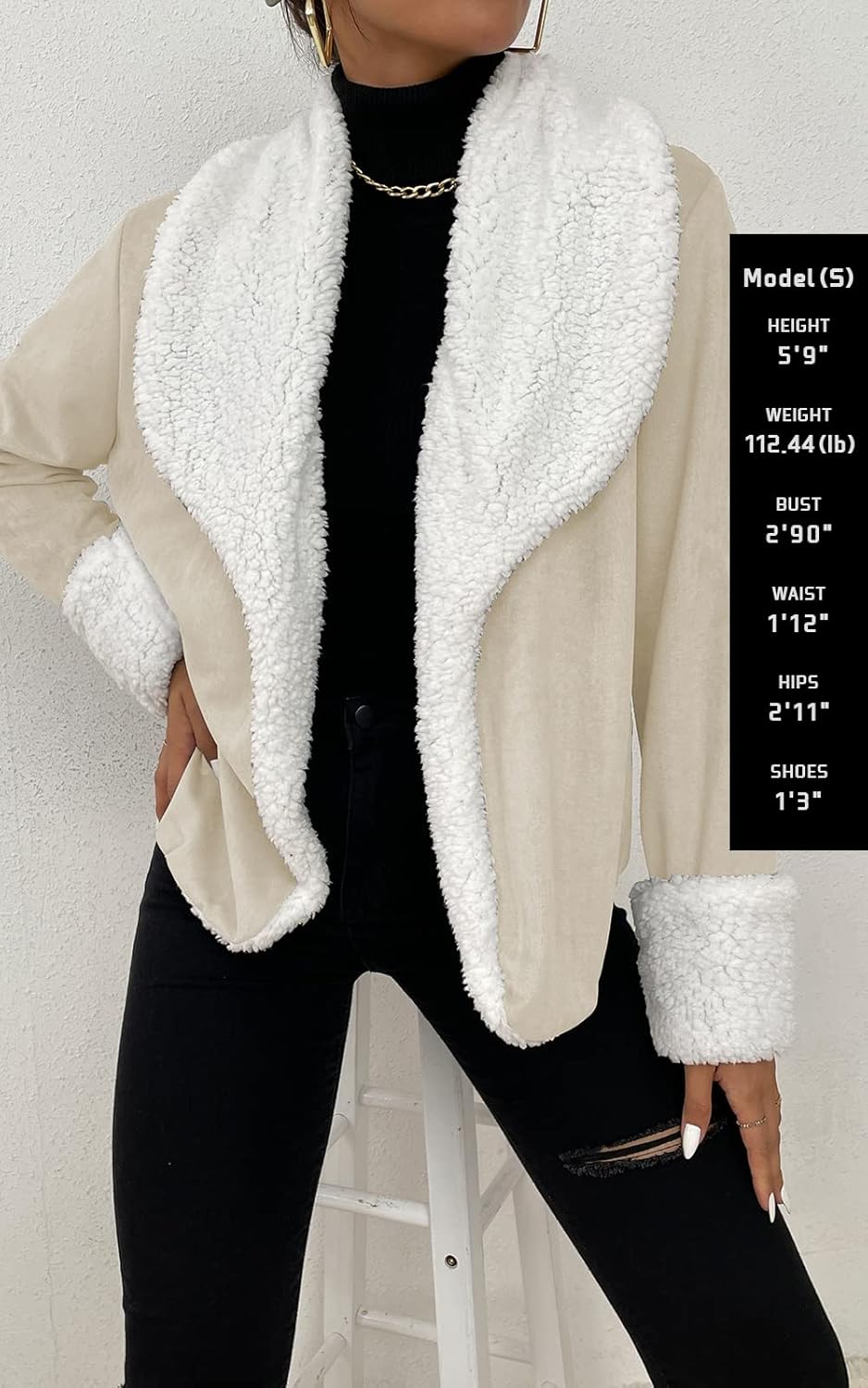 PRETTYGARDEN Womens Long Sleeve Faux Suede Casual Fuzzy Fleece Jacket Open Front Cardigan Coats Warm Outwear with Pockets : Clothing, Shoes & Jewelry