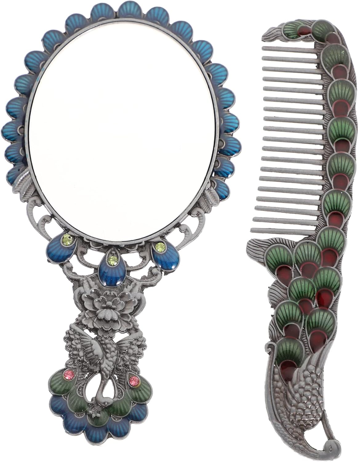 Portable Travel Mirror,2pcs Mirror Vintage Mirror Portable Mirror Vanity Mirror for Desk Mini Cosmetic Mirror Travel Brush Comb Mirror Pocket Mirror Handheld Makeup Mirror Portable Vanity Mirror Grey