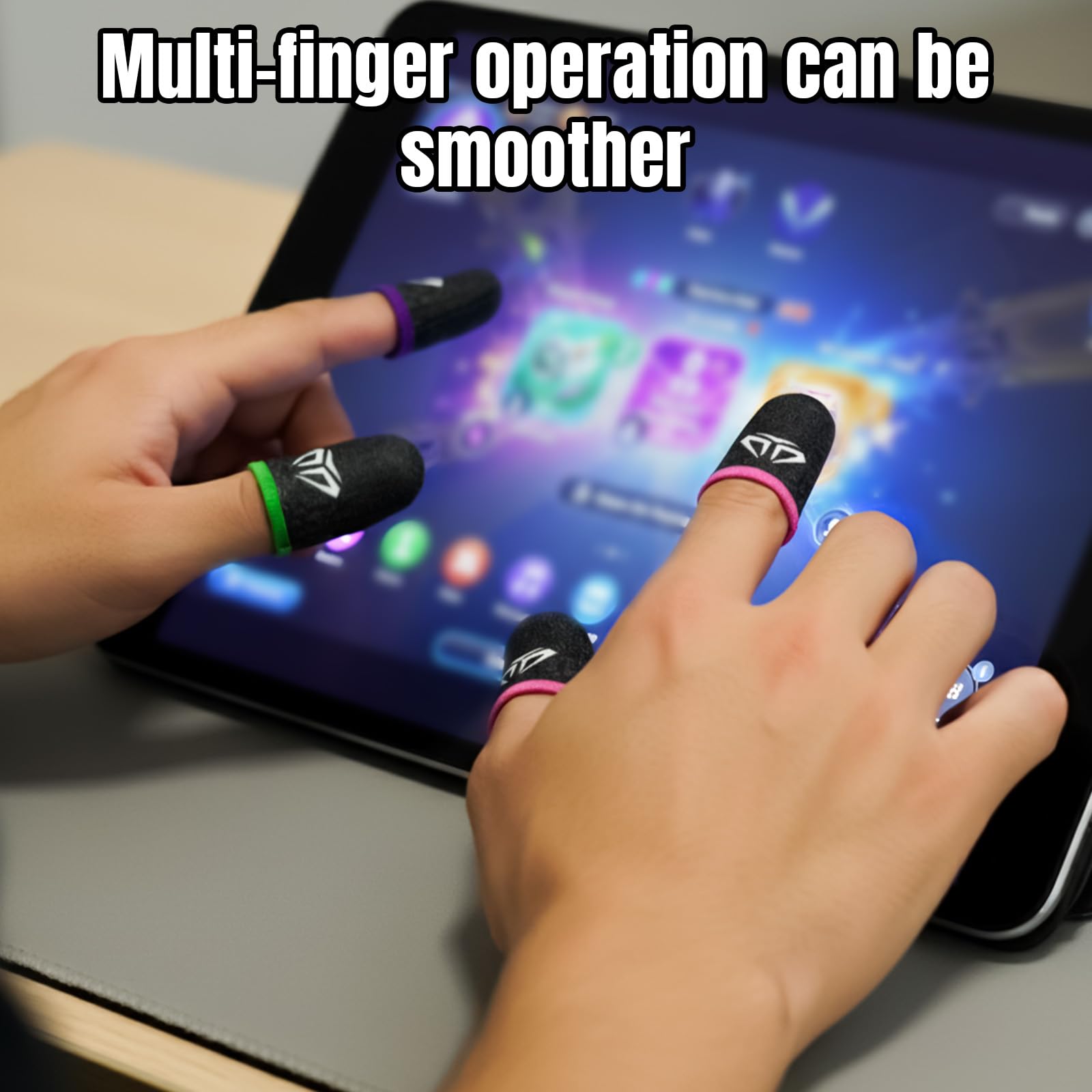 Qianyu Lot de 10 manchons de doigt de jeu mobiles avec étui, fibres argentées pour écran tactile pouce manchon de pouce soyeux anti-transpiration respirant protège-doigts gants adaptés à tous les jeux