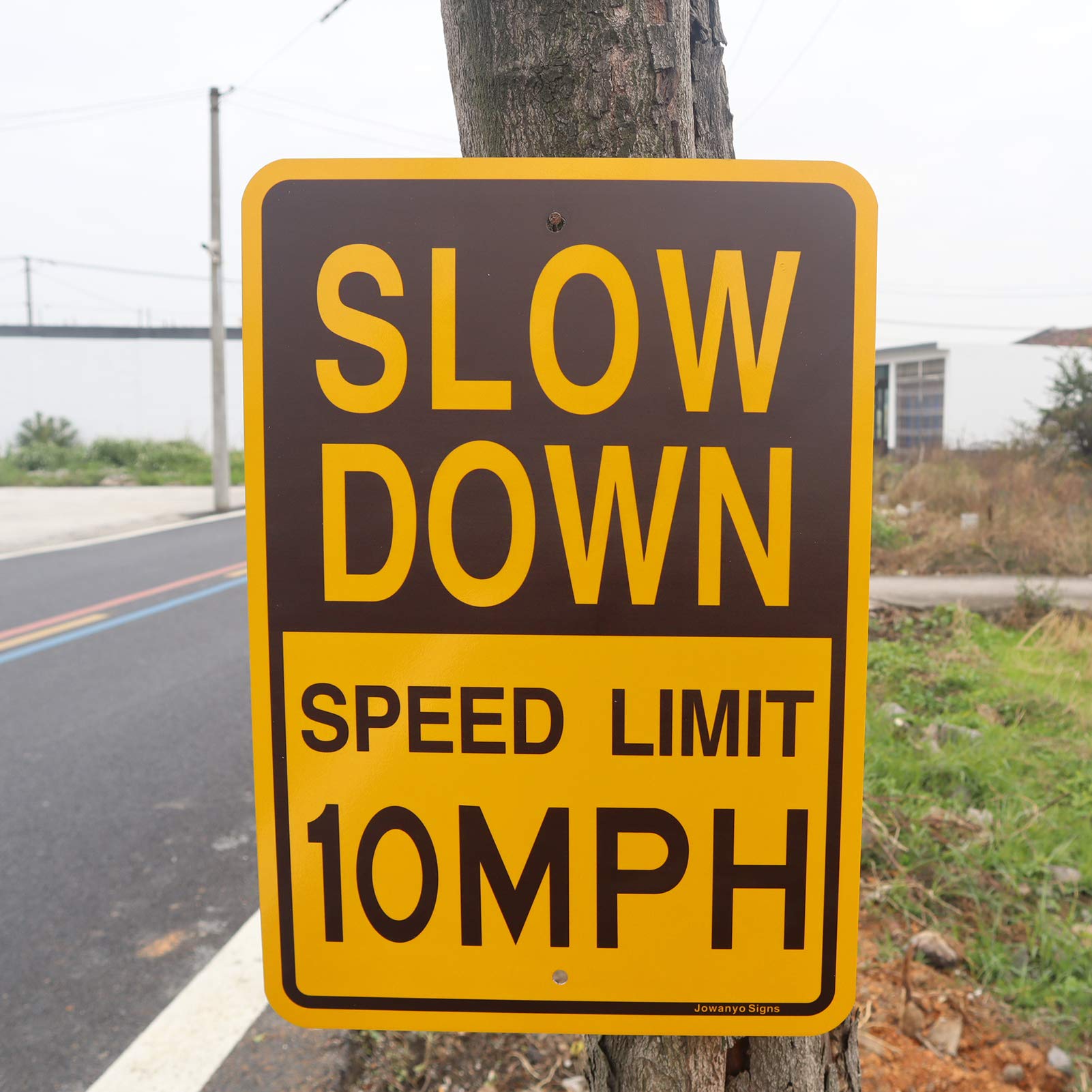 Weather Resistant Speed Sign 2-pack Yellow Slow Down Speed 10 MPH Sign ...