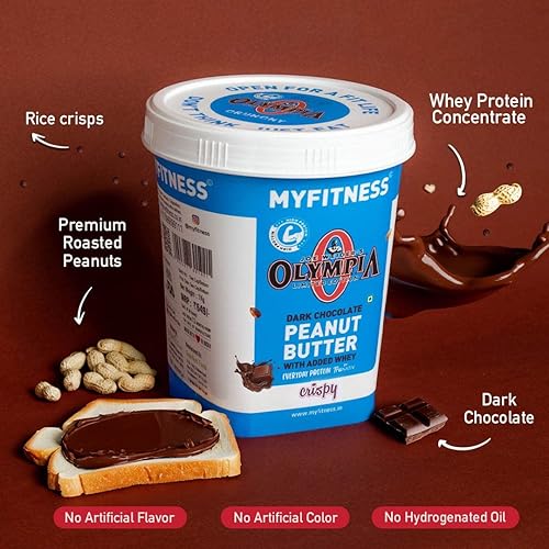Miniatura 6 de MYFITNESS Mantequilla de maní chocolate negro Olympia sin OMG Sin gluten, sin conservantes, ingredientes naturales, alto contenido de proteínas,
