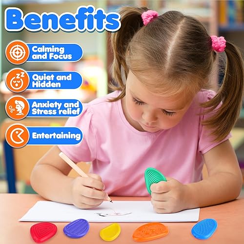 Miniatura 4 de Fidget Toys - Piedra sensorial para niños paquete de 6 piedras texturizadas suaves para aliviar la ansiedad para niños autistas, juguetes para