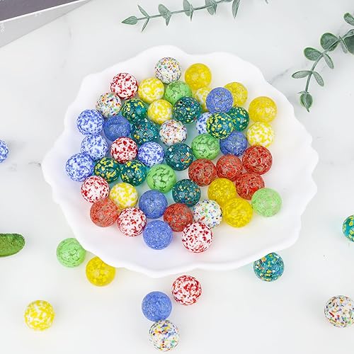 Miniatura 6 de POPLAY 60 canicas de vidrio a granel, 58 pulgadas mezcla de colores canicas de vidrio para niños, canicas para juegos, decoración del hogar