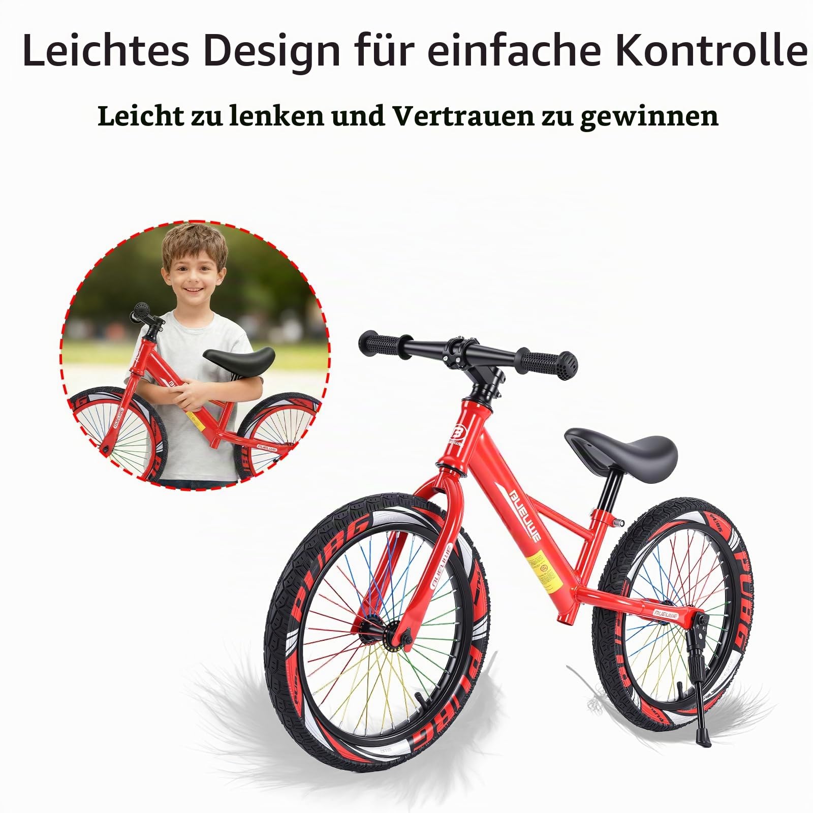 Luftreifen, höhenverstellbarer Sitz, robuster Stahlrahmen mit Tragegriff & Ständer Geschenk Fahrrad Jungs und Mädche