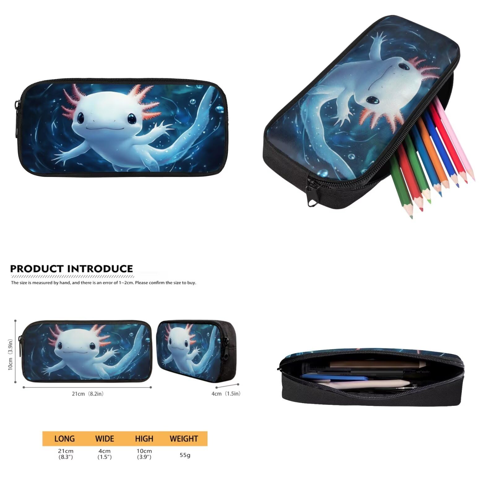 Zaino scolastico per ragazzi dai 4 agli 8 anni, leggero, con borsa per il pranzo, 4 pezzi, set di libri per bambini per la scuola, Axolotl oceano, M, Classico