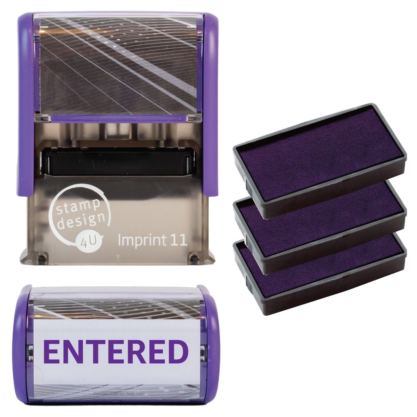 Entered Self Inking Rubber Stamp for Stamping Your Entered Documents - Violet Entered Stamp with 3 Extra Inkpad