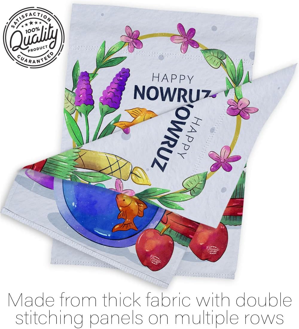 Nowruz Greeting Decorations Home Decor Flag Pole Banner Room Wall Art Patio Lawn Front Porch Outdoor Small Tapestry Yard Sign Celebration Persian New Year Christian Religion Day Holiday Made In USA