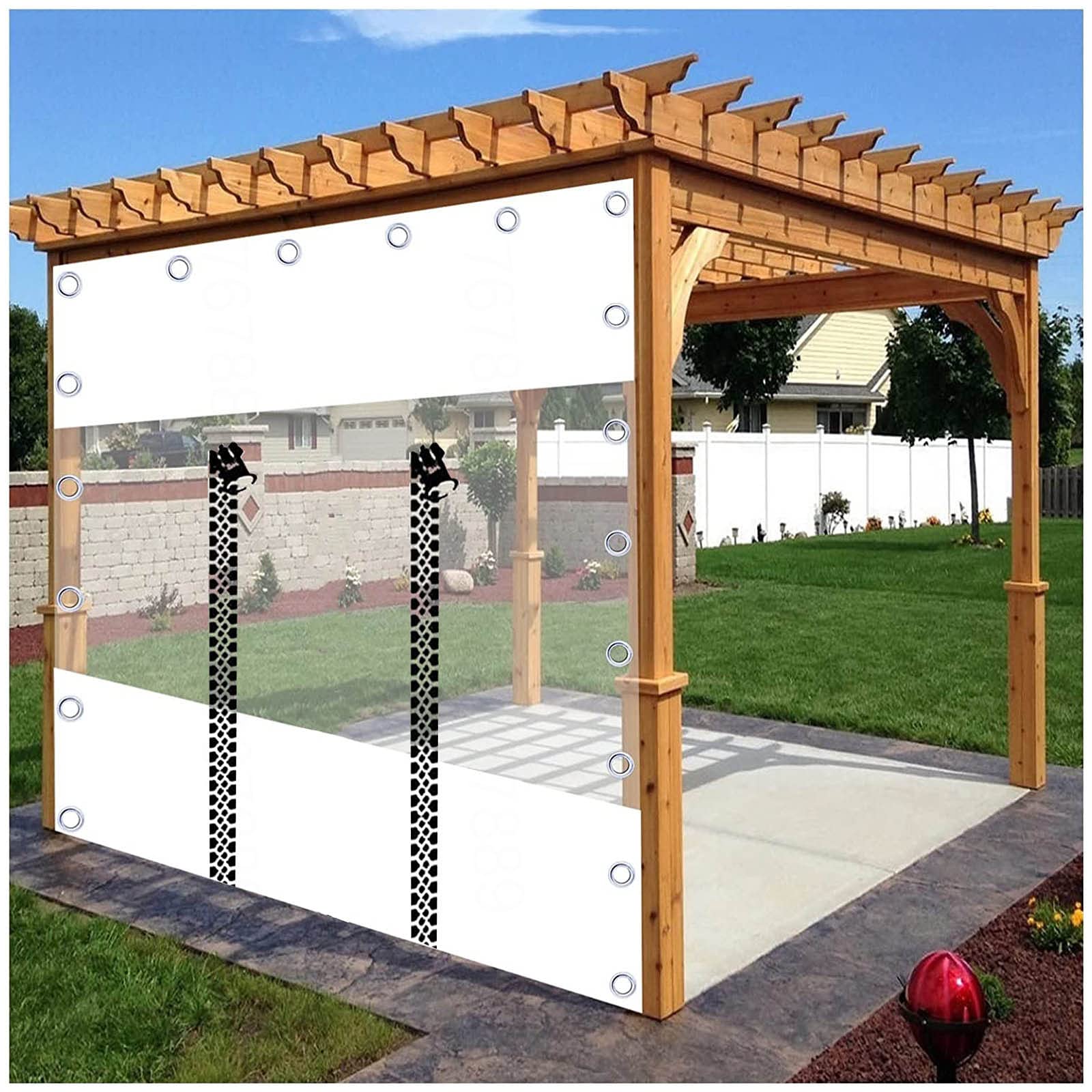markise plastik Sonakia Durchsichtige Outdoor-planenvorhänge, wasserdichte Pergola-planen-seitenwände, Transparente PVC-Plastik-schutzplanenabdeckung Mit Ösen,WxH-1.2x1.8m/3.94 * 5.9ft Garten July2025 Brooks Cambium Rubber Bar Size:XXX-LARGE