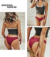 Vista 3 de FINETOO Ropa interior de algodón para mujer, sexy, elástica, de tiro bajo, hipster, suave, con cintura en V