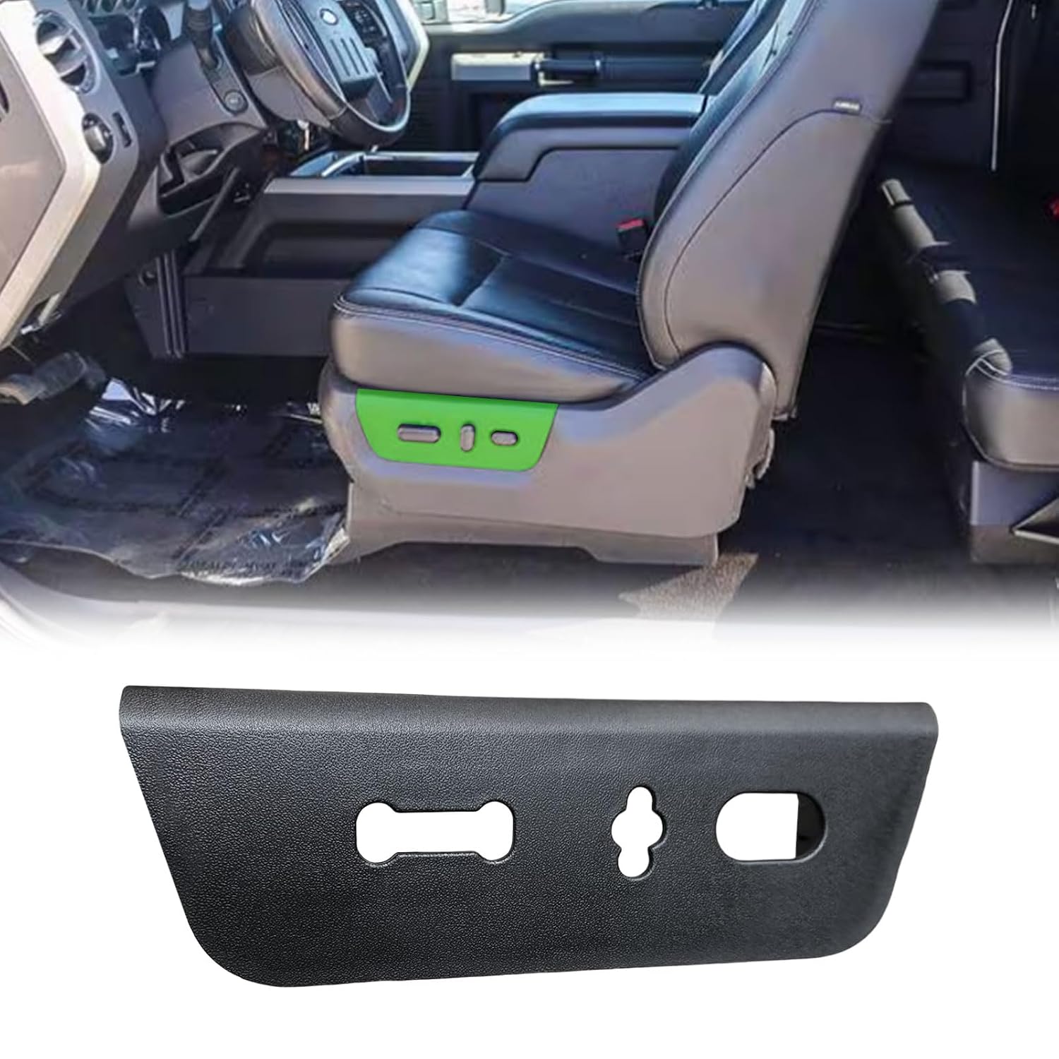 Front Left Driver Side Seat Shield Bezel Power Seat Adjuster Switch Insert Housing Fits for Ford F-250 F-350 F-450 F-550 Super Duty Lariat Platinum King Ranch 2011 2012 2013 2014 2015 2016