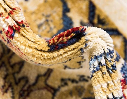 Miniatura 6 de Unique Loom District Collection Farmhouse, rústica, borde, alfombra geométrica, 9 pies 0 pulgadas x 12 pies 0 pulgadas, marfilazul