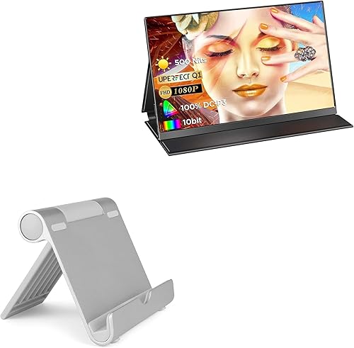 BoxWave Soporte y soporte compatible con UPERFECT QLED Monitor portátil N156N01 (15.6 pulgadas) - Soporte de aluminio VersaView, portátil, soporte