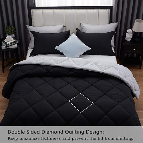 Miniatura 4 de NexHome Juego de Edredón Queen - Edredón Negro Tamaño Queen Juego de Ropa de Cama