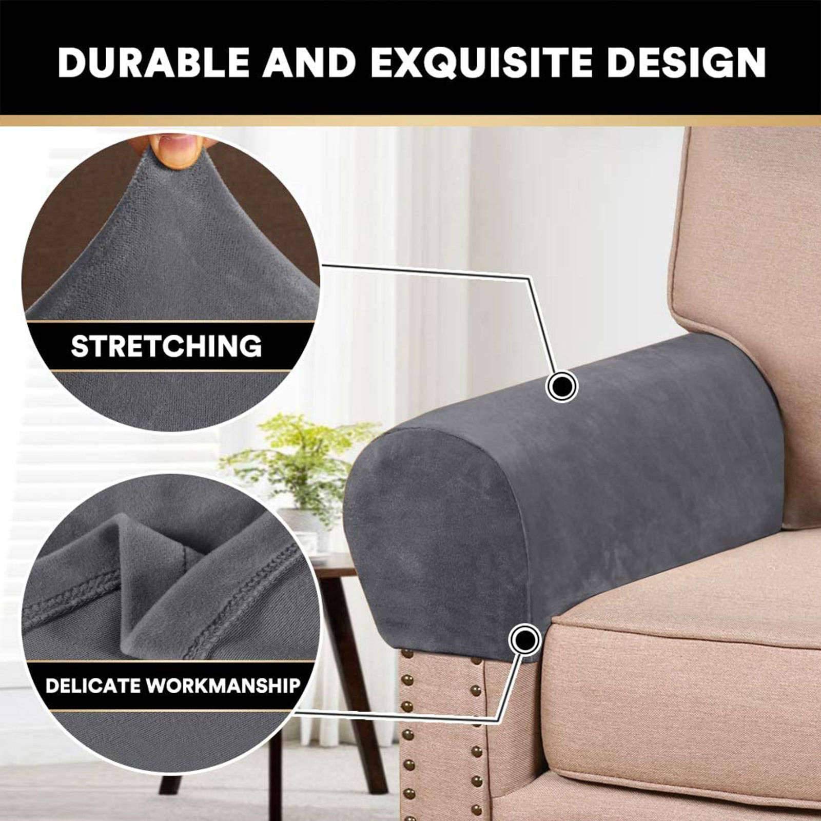 VIKAUL Stretch fauteuil hoezen, set van 2 sofa armleuningen
