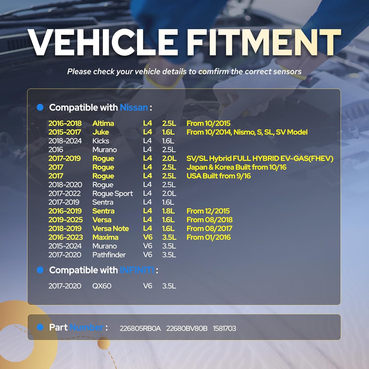 ENA Mass Air Flow Sensor Meter MAF Compatible with Nissan Rogue Sport Altima Maxima Murano Pathfinder Kicks Sentra Versa Infiniti QX60 2016-2023 Replacement for MAS0457 AF10539 226805RB0A 22680BV80B