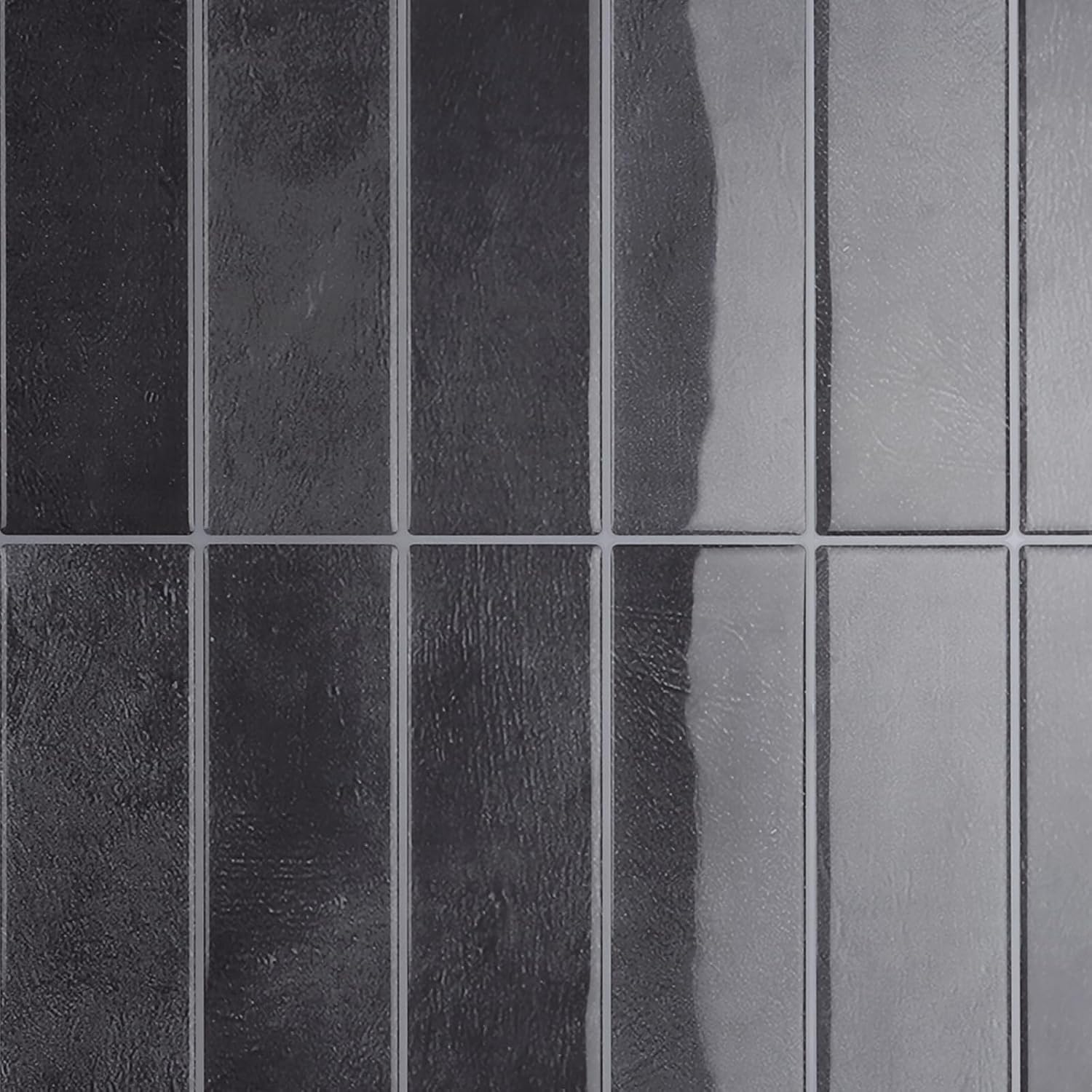 CRE8TIVE 16 Sheets Grey Straight Linear Peel and Stick Tile for Kitchen Bathroom Backsplash Peel and Stick Wall Tiles Waterproof 3D Rectangular Tile Stickers Removable Backsplash for Renters 12"x12"