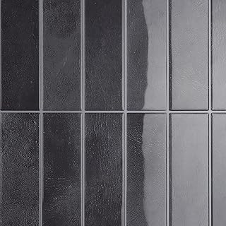 CRE8TIVE 4 Sheets Straight Linear Tile Grey Peel and Stick Backsplash for Kitchen Backsplash Tiles Peel and Stick on Back Splash Tiles for Bathroom 12"x12" Adhesive Waterproof Shower Walls Grey Tile